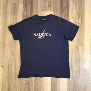 Vintage Nautica navy blue t-shirt with American flag design Size M #nautical